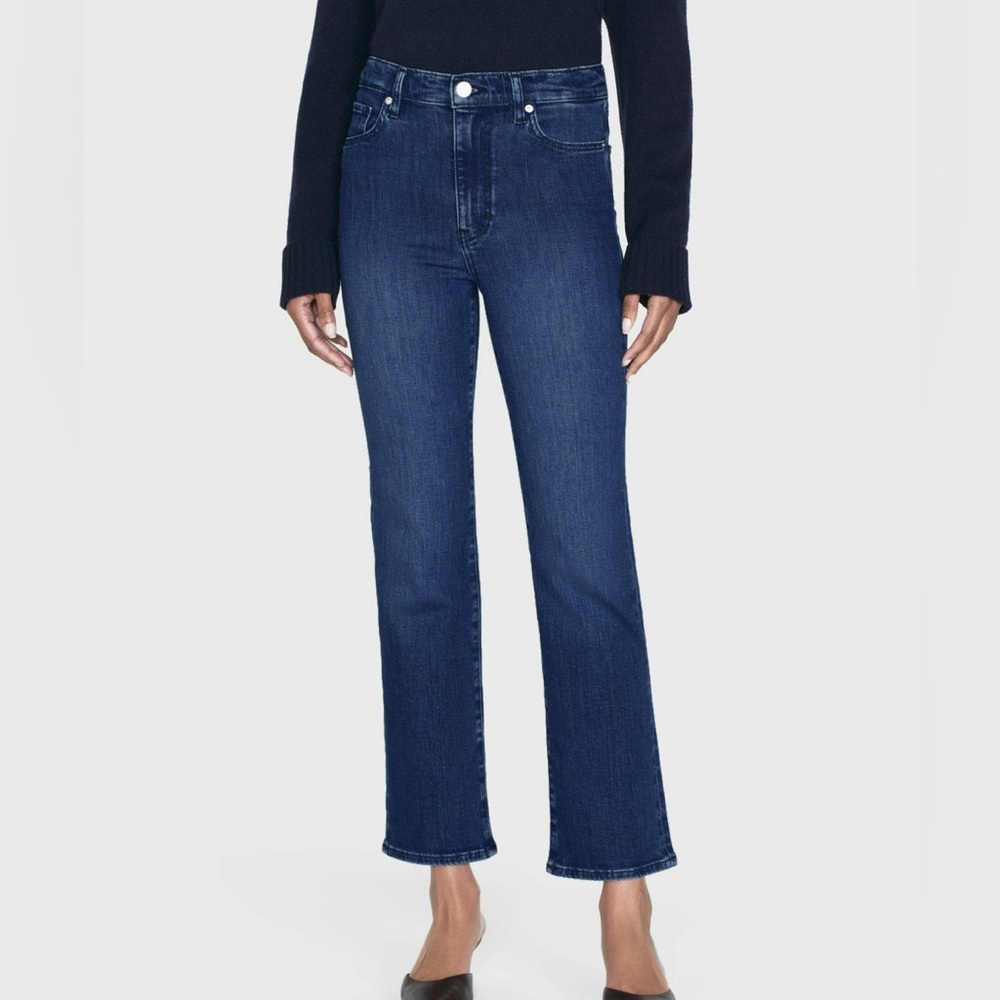 FRAME Le Sleek Straight Denim Jeans “Thunderstorm” Dark Blue Size 24